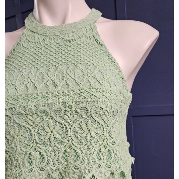 Alya Francesca's Mint Green Lace Overlay Sleeveless Halter Dress sz XS - Picture 6 of 6